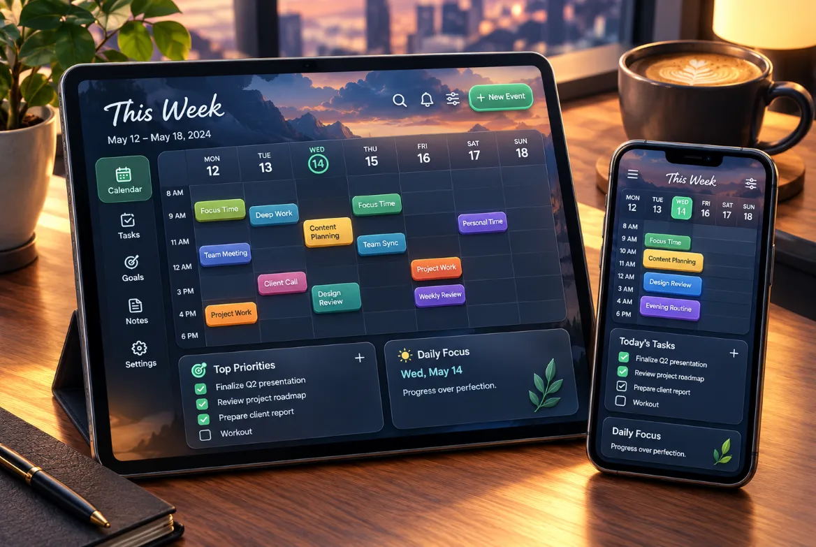 Aplikasi manajemen jadwal SNIPERSLOT di tablet dan ponsel